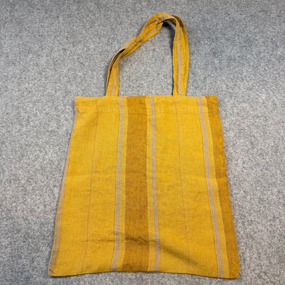 Amber Bronze Striped Linen Tote Bag Lightweight Reusable Market Beach Bag NEW - Picture 12 of 12
